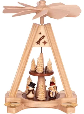 Holz-Kerstpiramide, natur, 24 cm, 2-stöckig