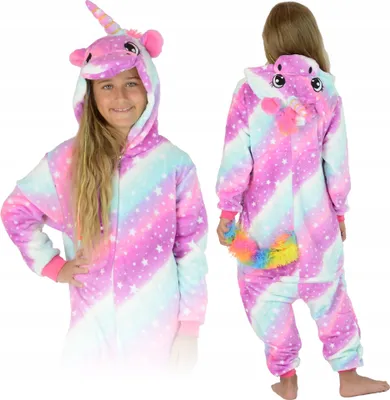 Obrázek produktu pro ZOLTA Overal Onesie pro děti - měkké, útulné, uni pyžamo - teplé pyžamo - kostým s motivem jednorožce pro dívky a chlapce - velikost L - Starry Sky Pegasus