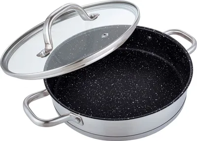Produktbild von Servírovací pánev Ø 28 cm Sériová pánev z nerezové oceli se skleněným víkem pro všechny typy varných desek
