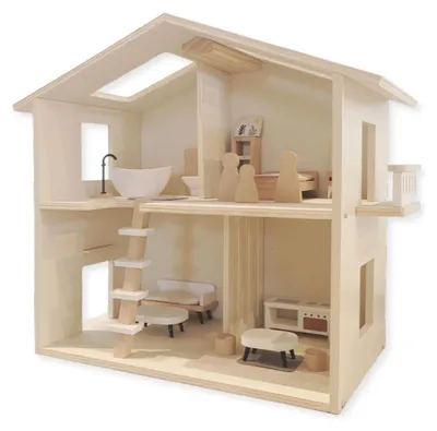Immagine prodotto di Casa delle bambole in legno Buxibo - casa delle bambole per bambini con mobili - casa dei giochi in legno - casa di Barbie