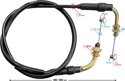 Image de Câble d'accélérateur pour Sprint/Fighter/Volcano 50 / cyclomoteur Euro 5