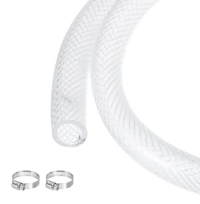 PVC-Vinylschlauch transparent 12,7x15,9 mm, 1,5 m, mit Klemmen
