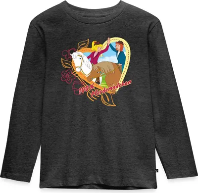 Produktbild von Spreadshirt Bibi Und Tina Pferdemädchen Herz Kinder Premium Langarmshirt, 134/140 (8 Jahre), Anthrazit meliert