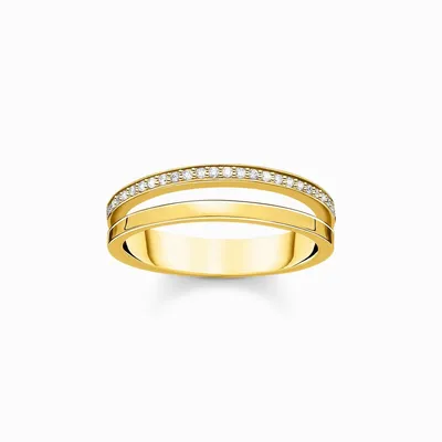 Produktbild von Thomas Sabo TR2316-414-14 Ring Damen Doppelreihig Weiße Steine Vergoldet Gr. 50