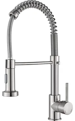 Produktbild von Küchenarmatur - Einhebel Spültischarmatur - Hoher Bogen - Ausziehbare Brause - 304 Edelstahl - Für Warm- und Kaltwasser - Gebürstetes Nickel
