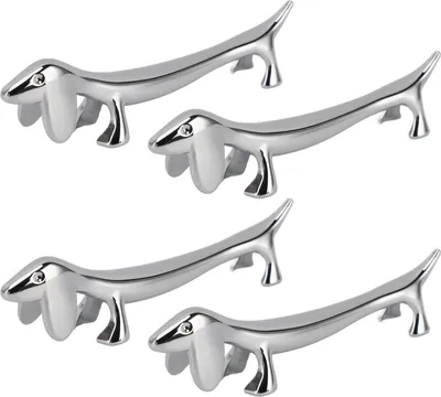 Produktbild von 4PCS Besteck Rest Silber Essstäbchen Stand Galvanisiert Poliert Zinklegierung Tierform Vielseitig Halter Rack für Gabel Löffel Welpe