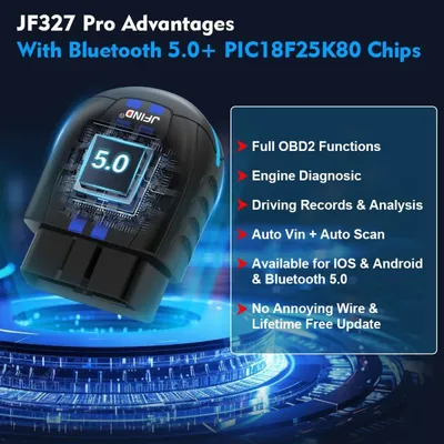 Produktbild von JF327 Pro OBD2 AUTO Diagnose Adapter mit Bluetooth 5.0 + PIC18F25K80 Chips