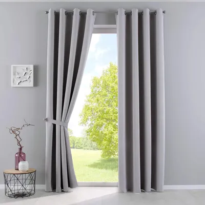 Produktbild von Gardinenbox Vorhänge Blickdicht »Newyork« Grau HxB 225x140 cm 2er-Pack Thermo-Ga