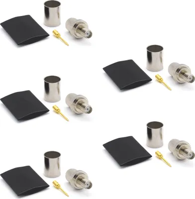 Image de Connecteur à sertir RP-SMA femelle pour LMR400 Belden 9913 RG8, nickelé (pack de 5)