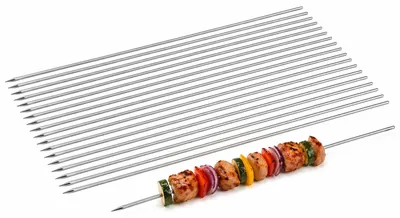 Produktbild von 20 Stück Schaschlikspieße Edelstahl 33 cm – Grillspieße rostfrei rund – Fleischspieße BBQ für Mangal, Kebab & Grillen