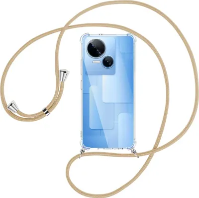 Produktbild von Handykette Backcover-Schutzhülle mit Band (Metall silberfarben) für Tecno Spark 10 5G (KI8, 6.6'') - caramel