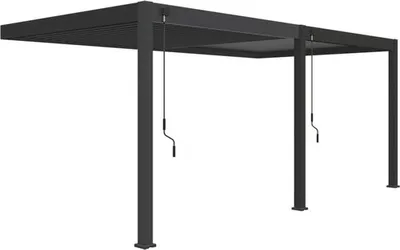 Zdjęcie produktu dla Bioklimatyczna pergola Rojaplast Intro Plus 600x300x255 cm do ściany w kolorze antracytowym
