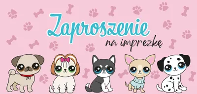 Obrázok produktu pre Zaproszenia z motywem piesków z kopertami 5 sztuk