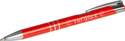 Produktbild von Kugelschreiber mit Gravur "Viel Glück" / aus Metall / Farbe: mittelrot