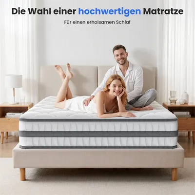 Produktbild von Boxspringmatratze 120x200x26cm, 7-Zonen, mit Memory-Schaum und Taschenfederkern, H3, ideal für Singles mit Komfortanspruch und kompakte Schlafzimmer
