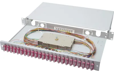 Produktbild von DIGITUS LWL Spleißbox 1HE bestückt 24x SC DX OM4 grau