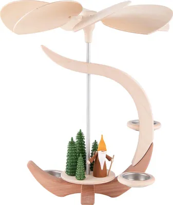 Produktbild von 1-stöckige Pyramide C-Form Waldarbeiterwichtel (30cm) von Seiffener Volkskunst