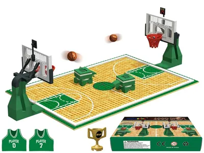 Produktbild von Basketballfeld Bauplatte mit 2 Basketballringen und Zubehör