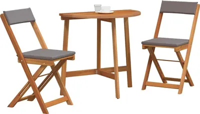 Immagine prodotto di vidaXL Set da bistrot con cuscini 3 pezzi in legno massello di acacia naturale oliato