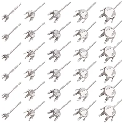 Productafbeelding van Oorbelstekers met Krappen - Set van 90 stuks - Voor sieraden maken - Zilverkleurig