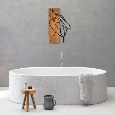 Image de Wallity, MA-297, Accessoire mural décoratif en bois, 50 % BOIS / MÉTAL, noyer, 36 x 58 cm