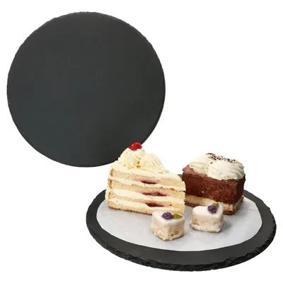 Produktbild von 2x Schieferplatten rund Ø30cm Untersetzer Pizza-Teller Servier-Platte Naturschiefer