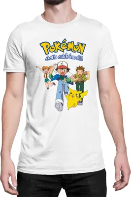 Zdjęcie produktu dla Męska Koszulka Japan Manga Anime Comics Pokemon 010, Man L / Biały