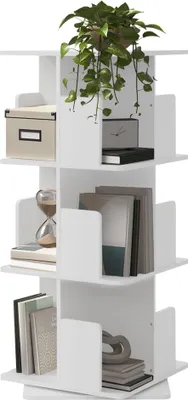 Produktbild von ML-Design Drehbares Bücherregal Kinder mit 3 Ebenen & 12 Fächern Weiß 40x94x40 cm Standregal freistehend Drehregal 360° Lagerregal für Wohnzimmer Büro