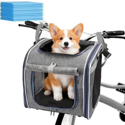 Fahrradkorb für Hunde, faltbar, atmungsaktiv, 4 Mesh-Fenster, bis 10 kg