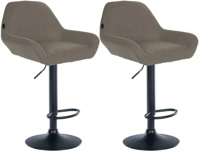 Produktbild von CLP 2er Set Barhocker höhenverstellbar Braga, mit Stoffbezug und Fußstütze taupe Gestell Farbe schwarz