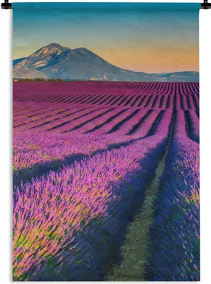 Produktbild von MuchoWow® Wandteppich Wandbehang Lavendel - Berg - Blumen 90x135 cm Tapisserie Dekoration Wandtuch - Baumwolle - Wandskulptur