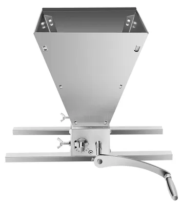 Immagine prodotto di Mulino manuale per cereali - Mulino per malto con manovella - Cilindri regolabili da 0,1 a 2,5 mm - Imbuto da 4 litri - Acciaio inossidabile/alluminio - Argento
