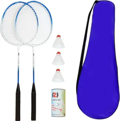 Produktbild von Badminton Set Federballspiel Federball mit 2 Schlägern 3 Federbällen und Schlägertasche