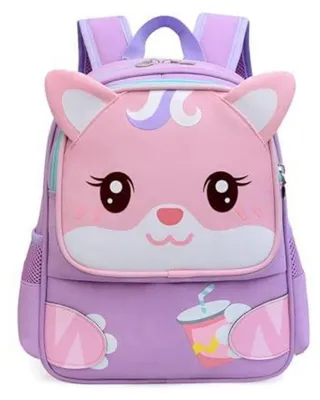 Zdjęcie produktu dla Plecik do przedszkola dla dziewczynki, motyw kotek, fioletowy, wymiary: 34x26x15 cm