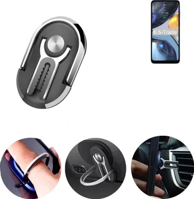 Produktbild von K-S-Trade 3in1 Smartphone-Ring Handy-Ring kompatibel mit Motorola Moto G22 Fingerhalterung  Handyring Tischständer Lüftungsgitter-Halterung Tisch