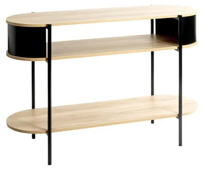 Consoletafel, Eichenoptik, schwarz, Metall, 110x76x39 cm