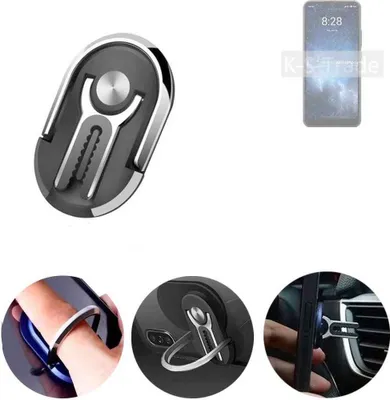 Produktbild von K-S-Trade 3in1 Smartphone-Ring Handy-Ring kompatibel mit Sharp Rouvo V Fingerhalterung  Handyring Tischständer Lüftungsgitter-Halterung Tisch