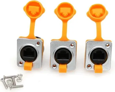 Produktbild von IP65-Wasserdichte Ethernet-Netzwerkstecker - Gelb - 3er-Pack