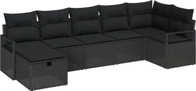 Immagine prodotto di vidaXL Set di divani con cuscini 5 pezzi in polirattan