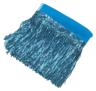 Paillettenfranjes 20 cm × 4,5 m, Glitzerquastenband, Blau