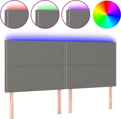 Produktbild von vidaXL LED Kopfteil Dunkelgrau 200x5x118/128 cm Stoff