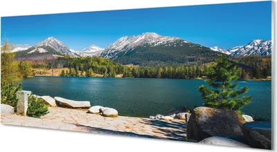Produktbild von Glasbilder 125x50 Wandkunst Gebirgssee