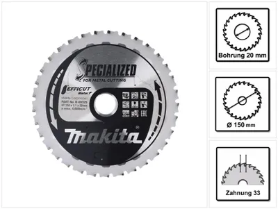 Obrázek produktu pro Makita B-69325, Kov, 15 cm, 2 cm, 1,1 mm, 4680 ot/min, 3,3 cm