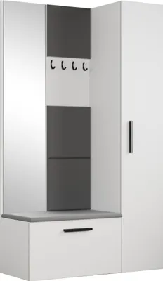 Produktbild von Masseno Garderobe-Set MODULO 120,6/204/40 cm Modern Garderobenschrank Weiß