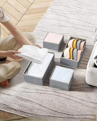 Immagine prodotto di Uniqoos® Organizer per cassetti, set da 8 – scatole pieghevoli in tessuto non tessuto, dimensioni 30x14x9 cm, ideali per riporre biancheria intima, calze, cravatte, cinture e accessori