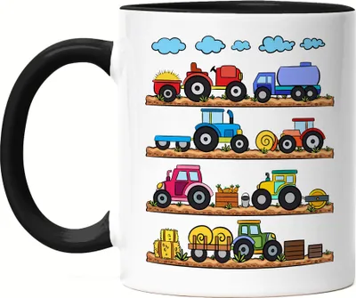 Produktbild von Traktoren Trecker Tasse Schwarz Für Trecker Fans Bauernhof Bauern Feld Landarbeit Landwirtschaft