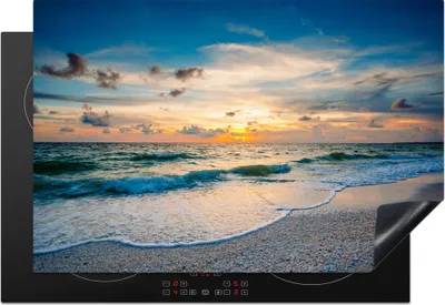 Produktbild von KitchenYeah© Herdabdeckplatte Strand - Meer - Sonnenuntergang , 76x51cm, Küche Deko, Glaskeramikkochfeld Herdabdeckung, Abdeckplatte fùr Kochfeld