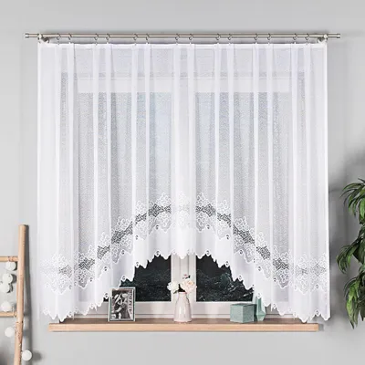 Produktbild von MODESTA - Fertiggardine aus Jacquard mit Schnitt unten - 300x160 cm - weiß