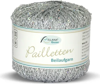 Produktbild von Rellana Pailletten Beilaufgarn, 25 g/325 m, 100% Polyester silber (201)