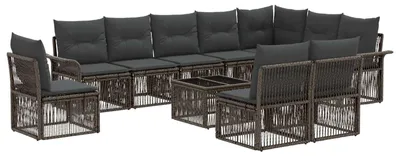Image de Ensemble de canapés de jardin vidaXL, 11 pièces, gris, en polyrotin